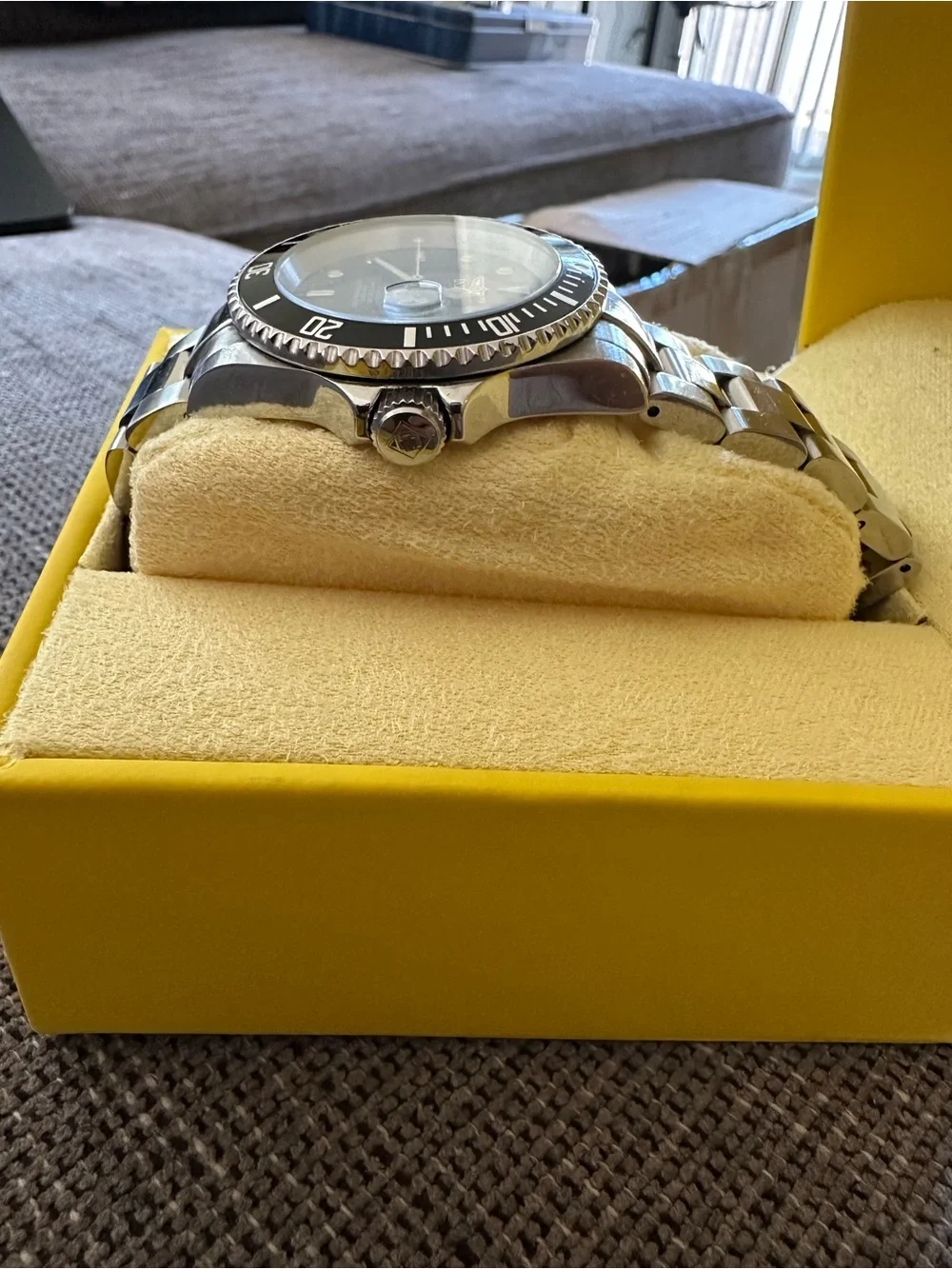 Invicta Men's Silver Stainless Steel Watch with Black Dial